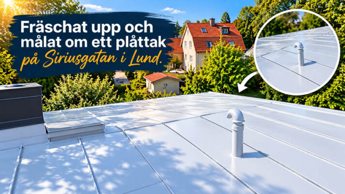Fräschat upp och målat om ett plåttak på Siriusgatan i Lund